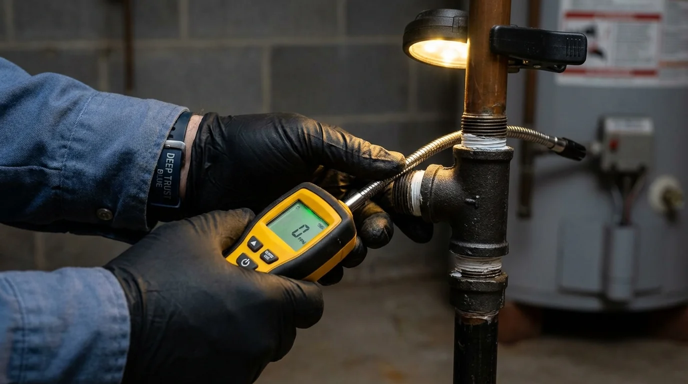 Gas leak detection with electronic sniffer by Johns Plumbing LLC in Woodbury